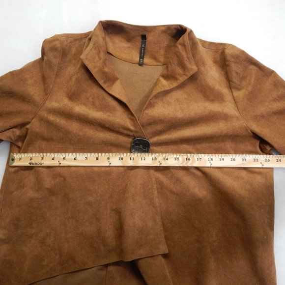 IC By Connie K Womens Tan Suede Jacket Asymmetrical Lagenlook Size XXL - Picture 9 of 10